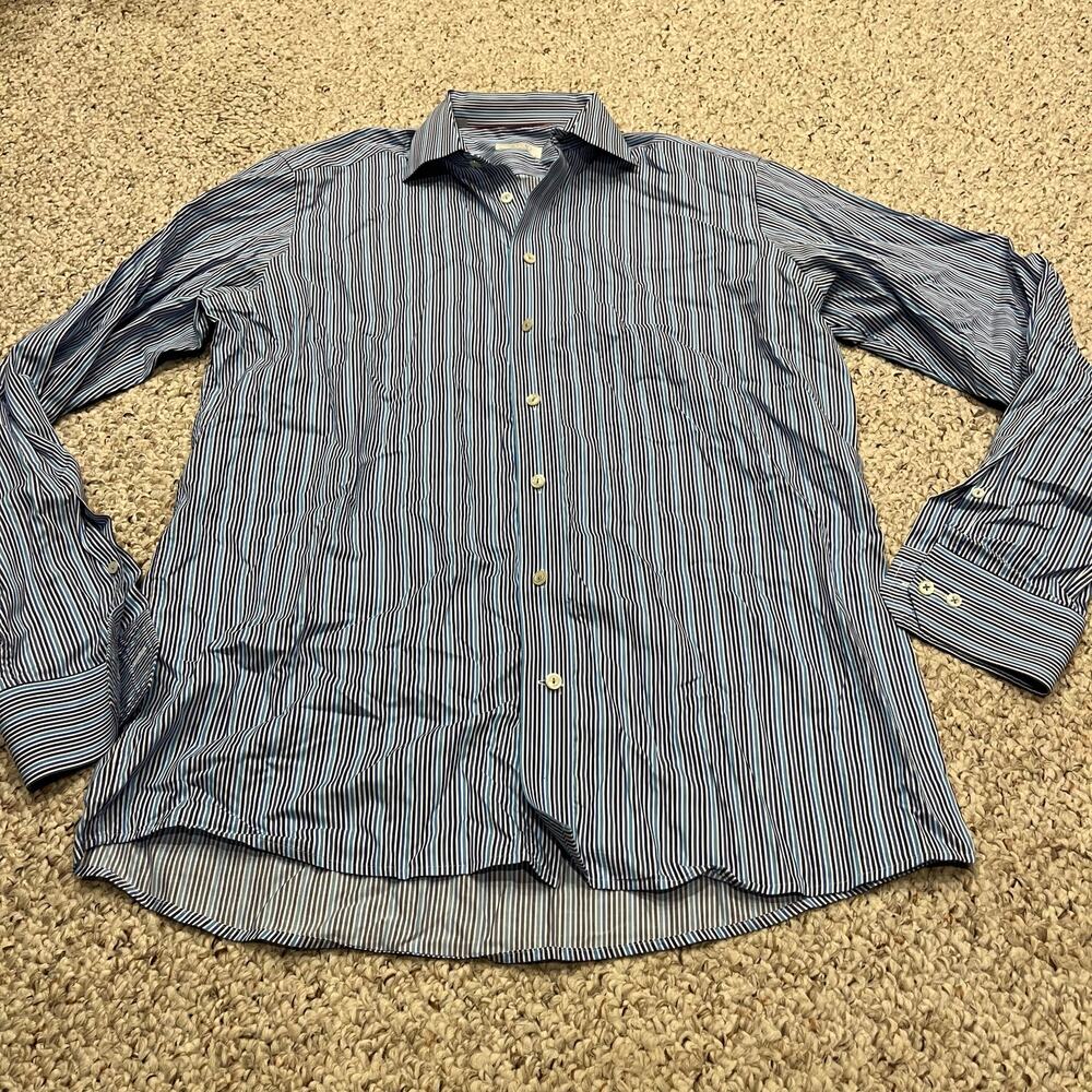 Eton Men's Long Sleeve Button Down Dress Shirt Sz 43 Neck 17 Cotton Stripe